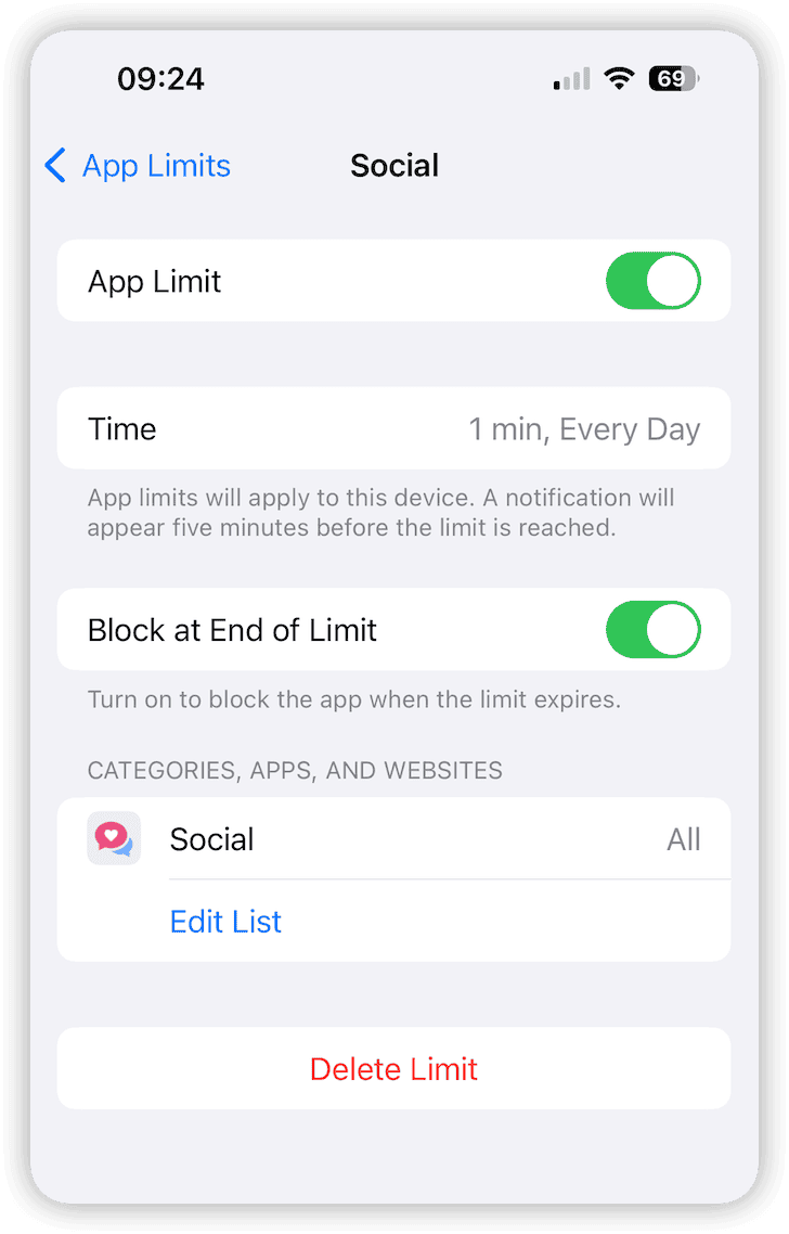 Enable Block at End of Limit