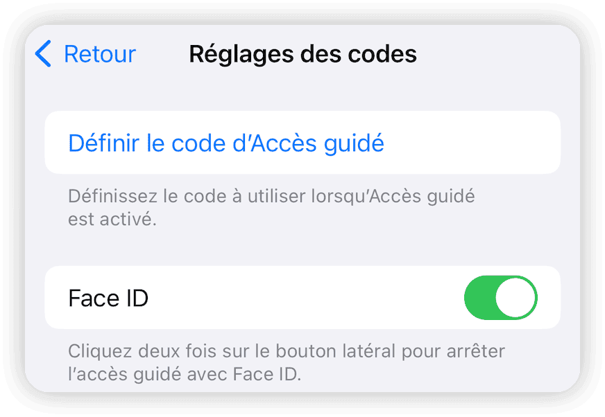 End Guided Access using Face ID