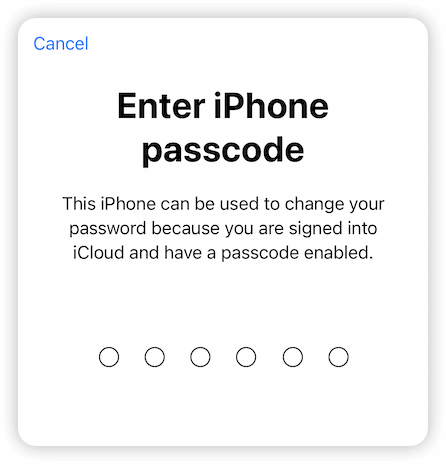 Enter iPhone Passcode To Change Apple ID Passcode