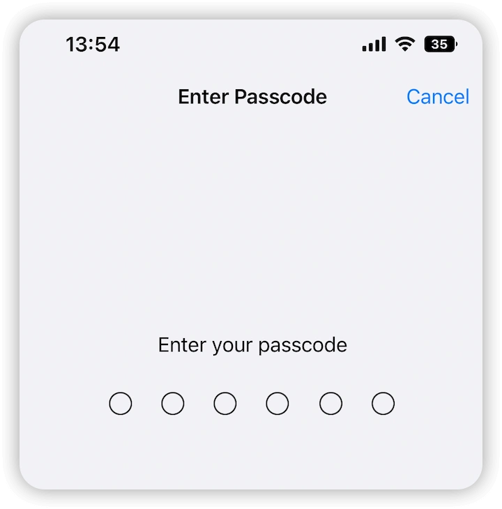 Enter Screen Passcode