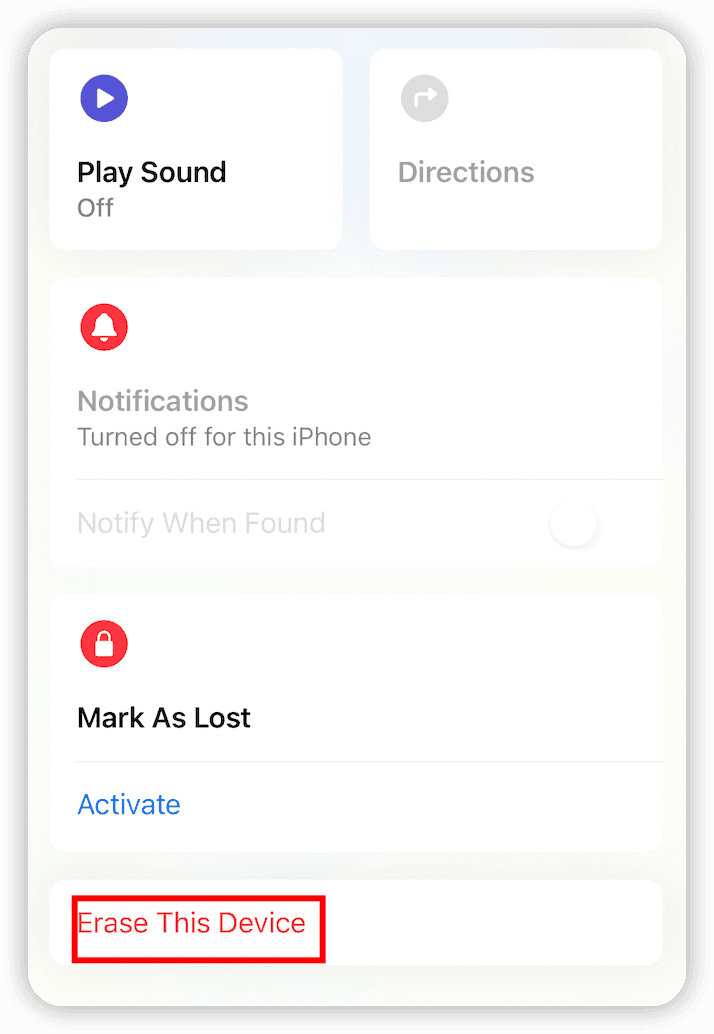 Erase iPhone via the Find My App