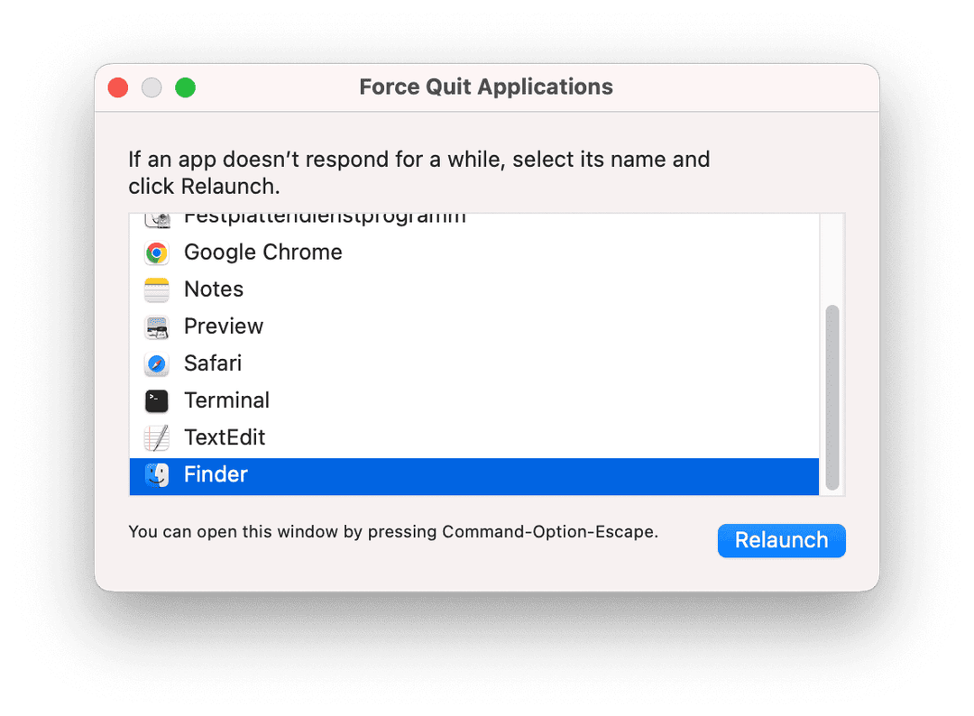 Force Open Finder on Mac