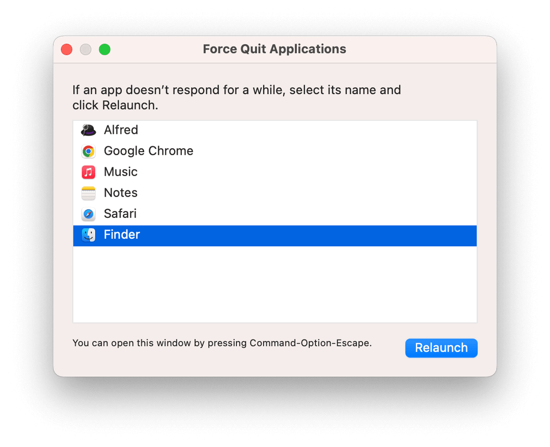 Force Quit Finder to Relaunch