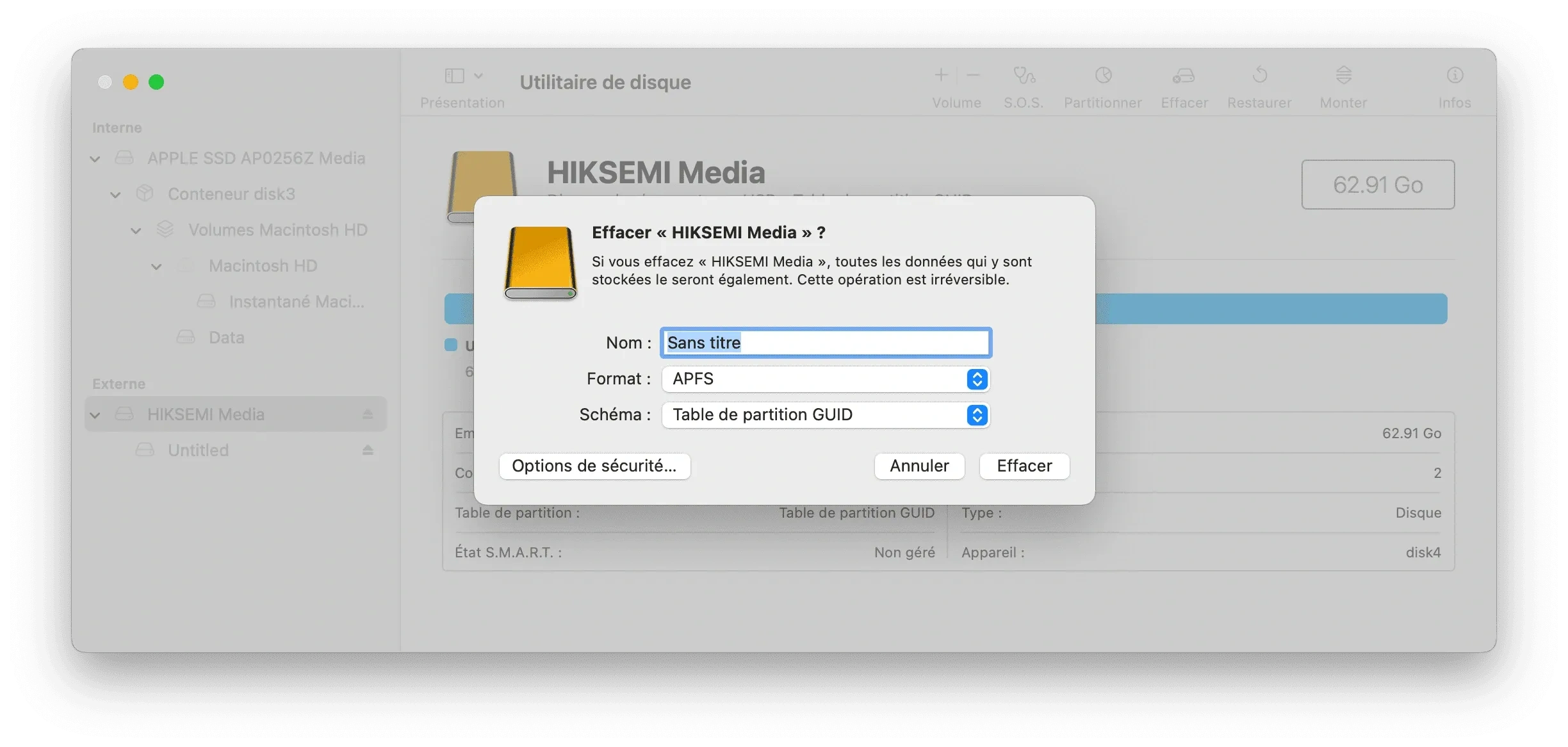 format external hard drive to APFS on Mac