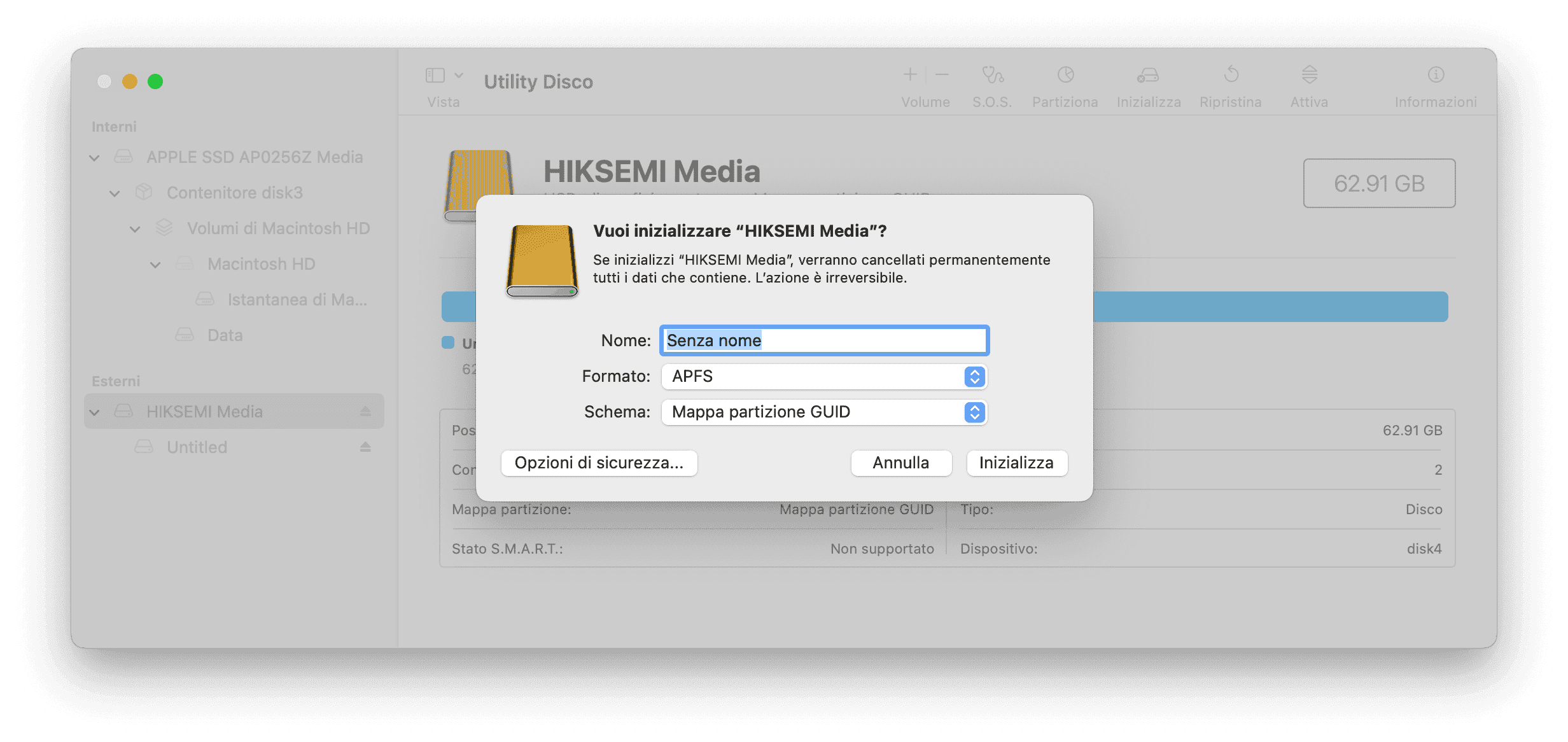 Format external hard drive to APFS on Mac