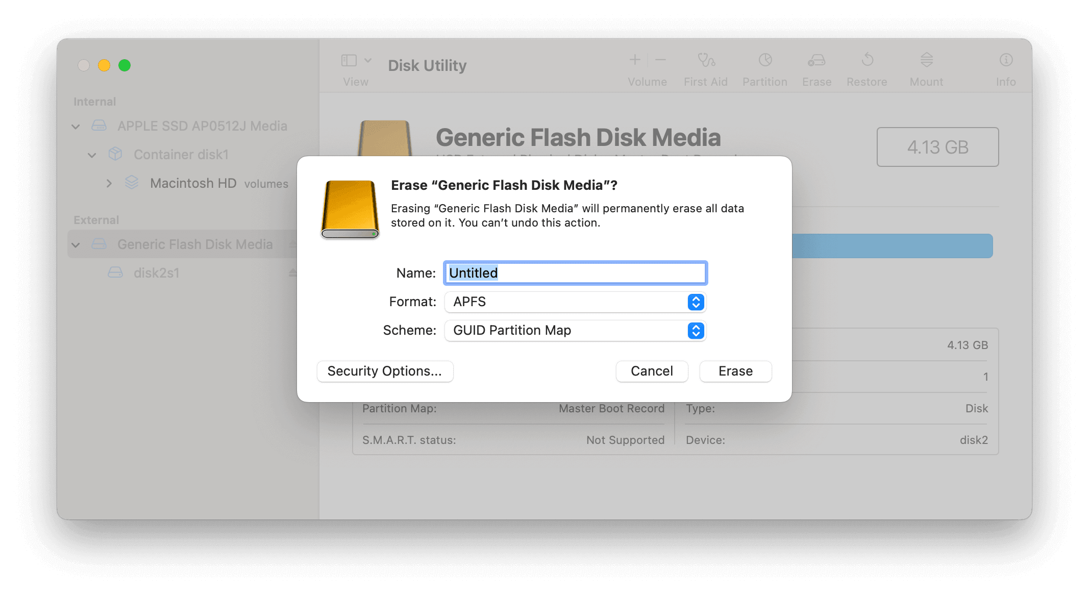 format external hard drive to APFS on Mac