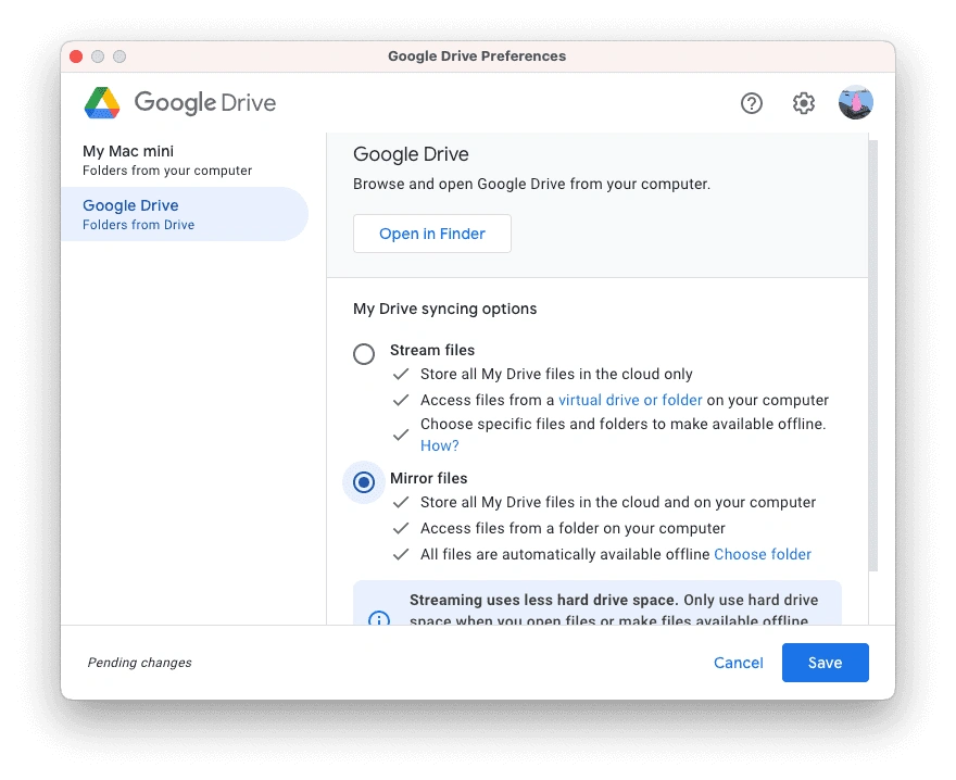 Google Drive Syncing Option