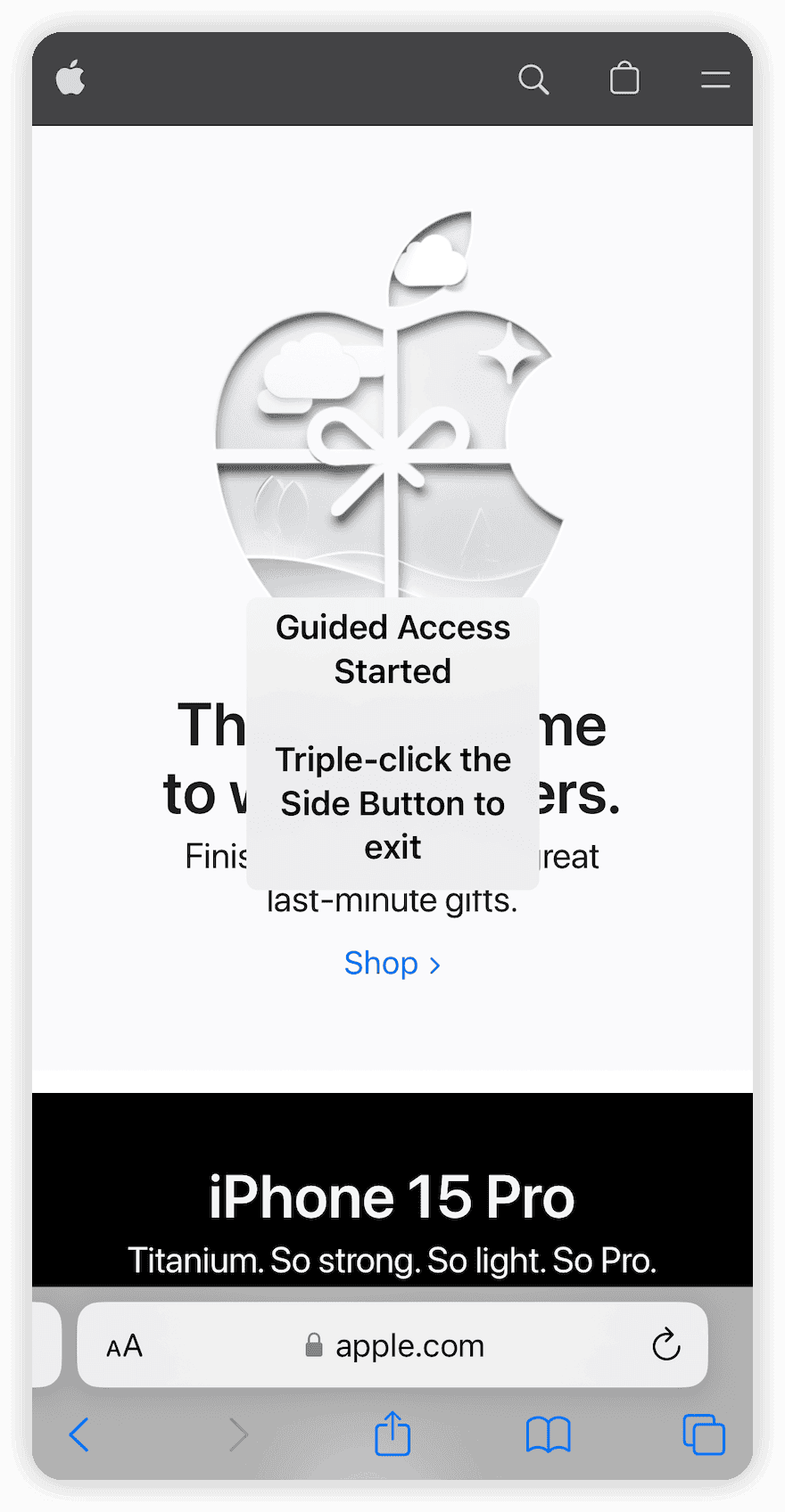 Triple-click the Side Button to exit