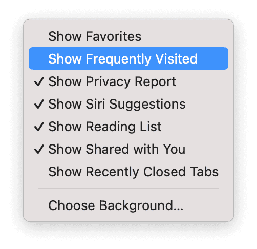 Hide Frequently Visited in Safari on Mac
