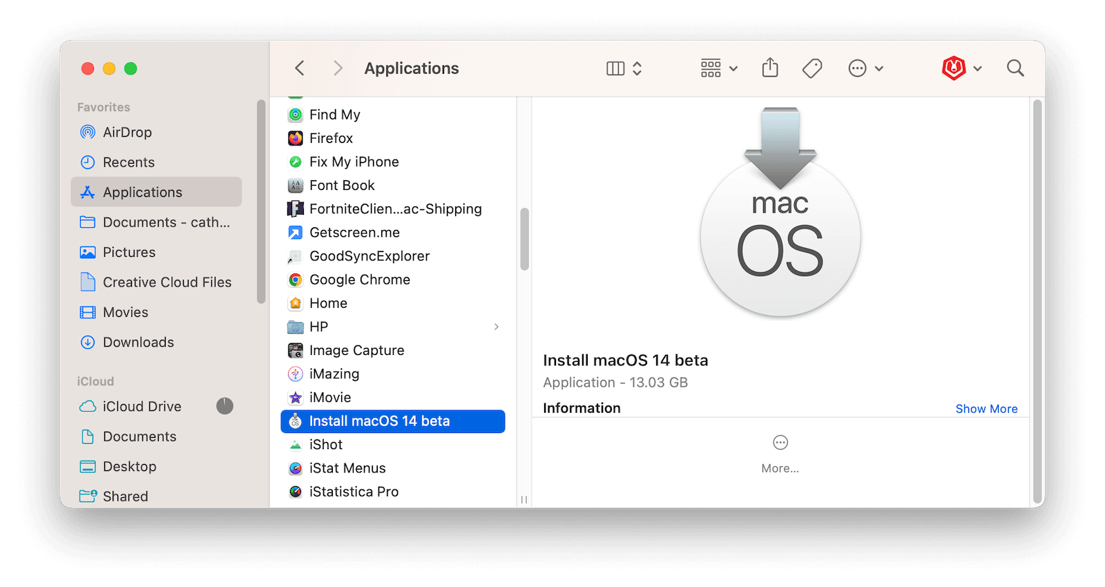 Install macOS 14 Beta