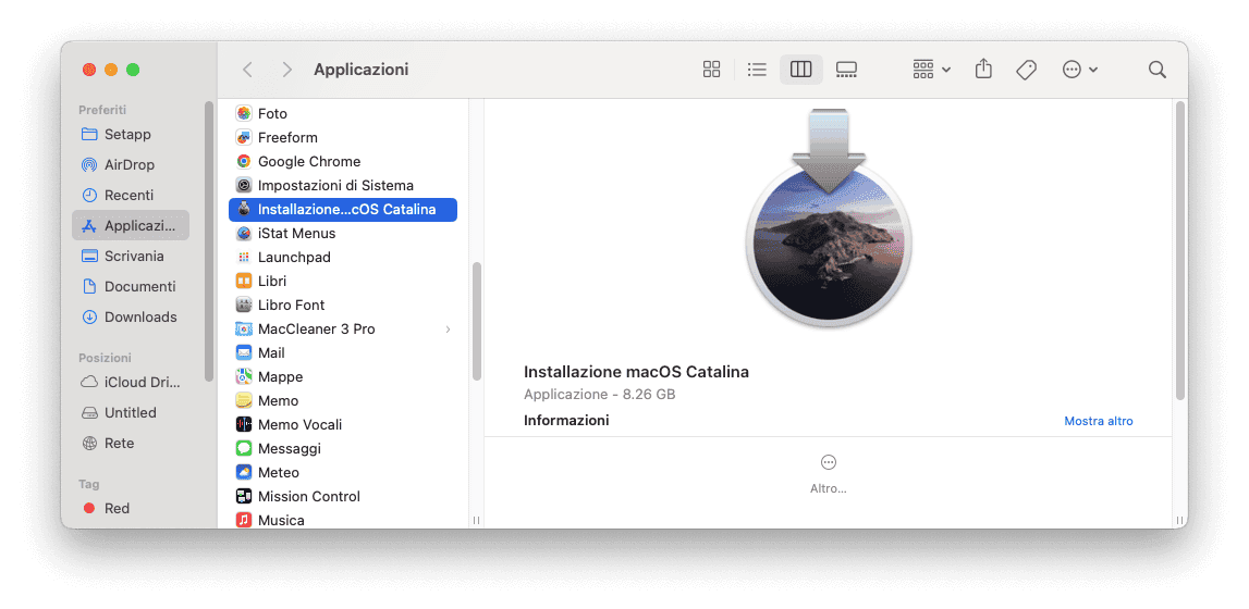 Find Install macOS Catalina in Applications Folder