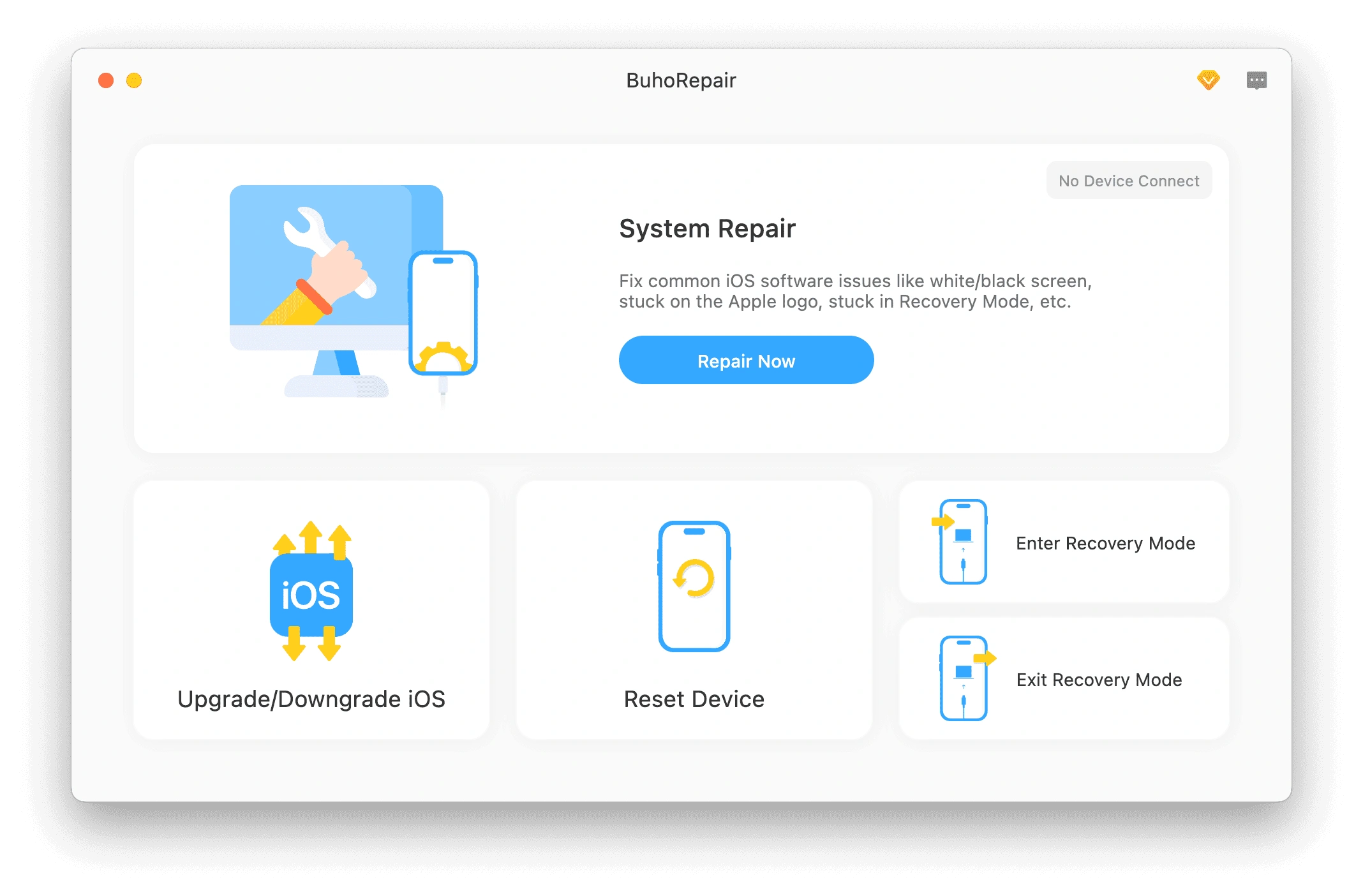  BuhoRepair, herramienta de reparación del sistema iOS