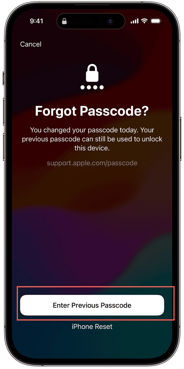 Reset iPhone Passcode with Previous iPhone Passcode