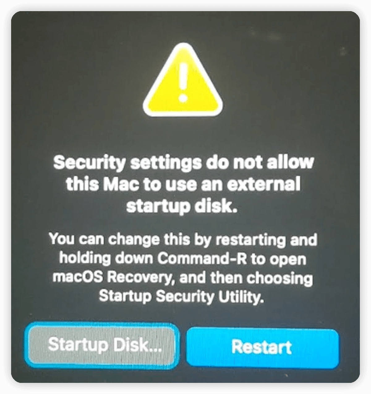 Mac cannot use an external startup disk