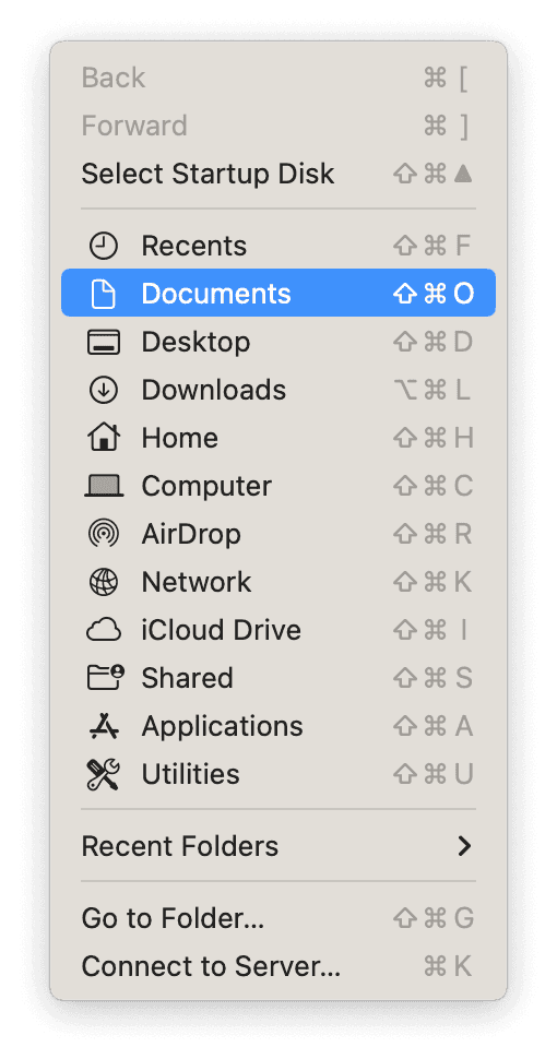 open Documents folder on Mac