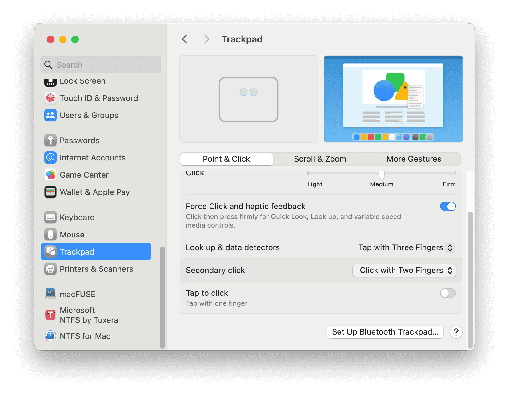 Mac Trackpad Settings