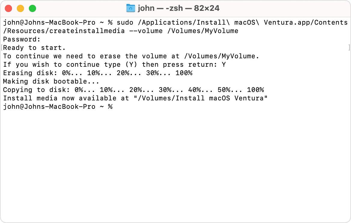 Create Bootable macOS Ventura Installer
