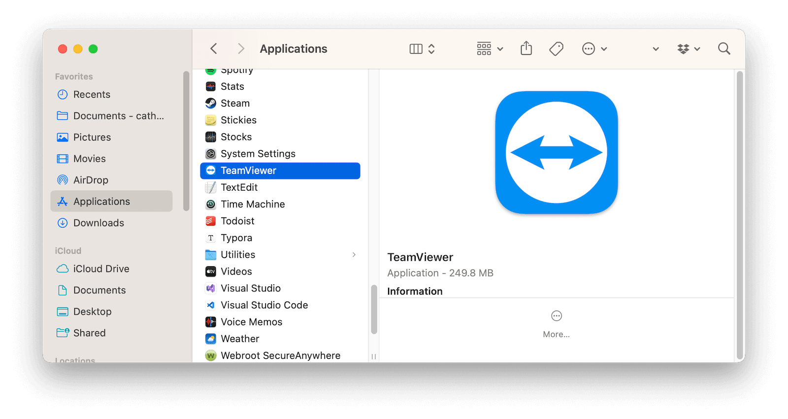 Manually Uninstall TeamViewer on Mac with Finder