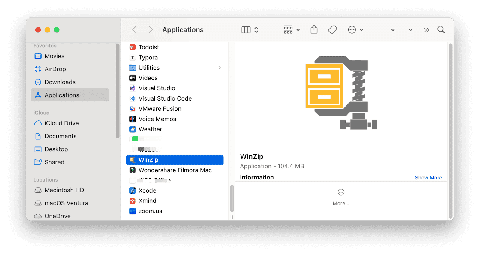 Manually Uninstall WinZip on Mac with Finder