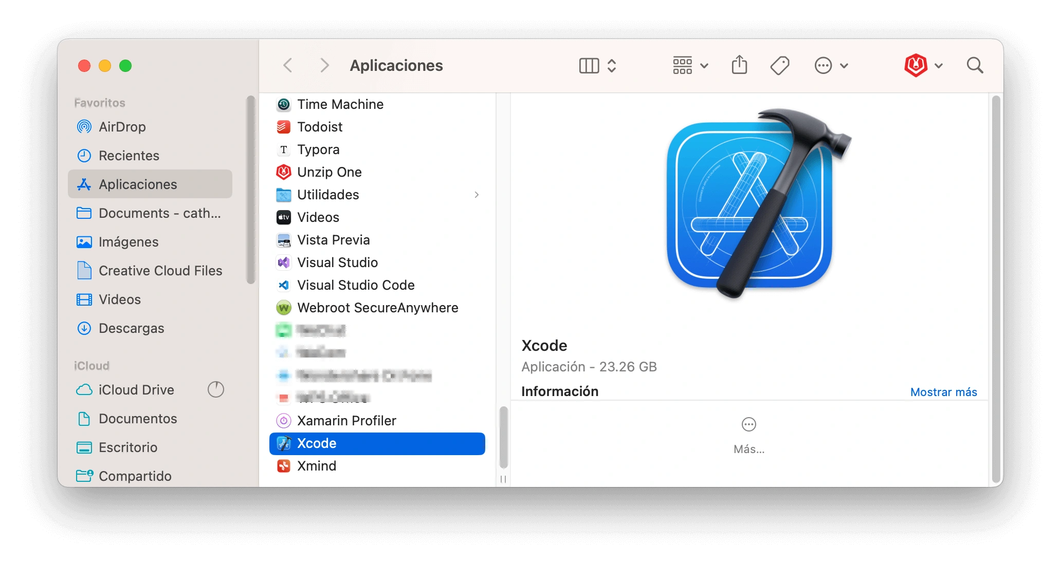 Eliminar manualmente Xcode en Mac con Finder