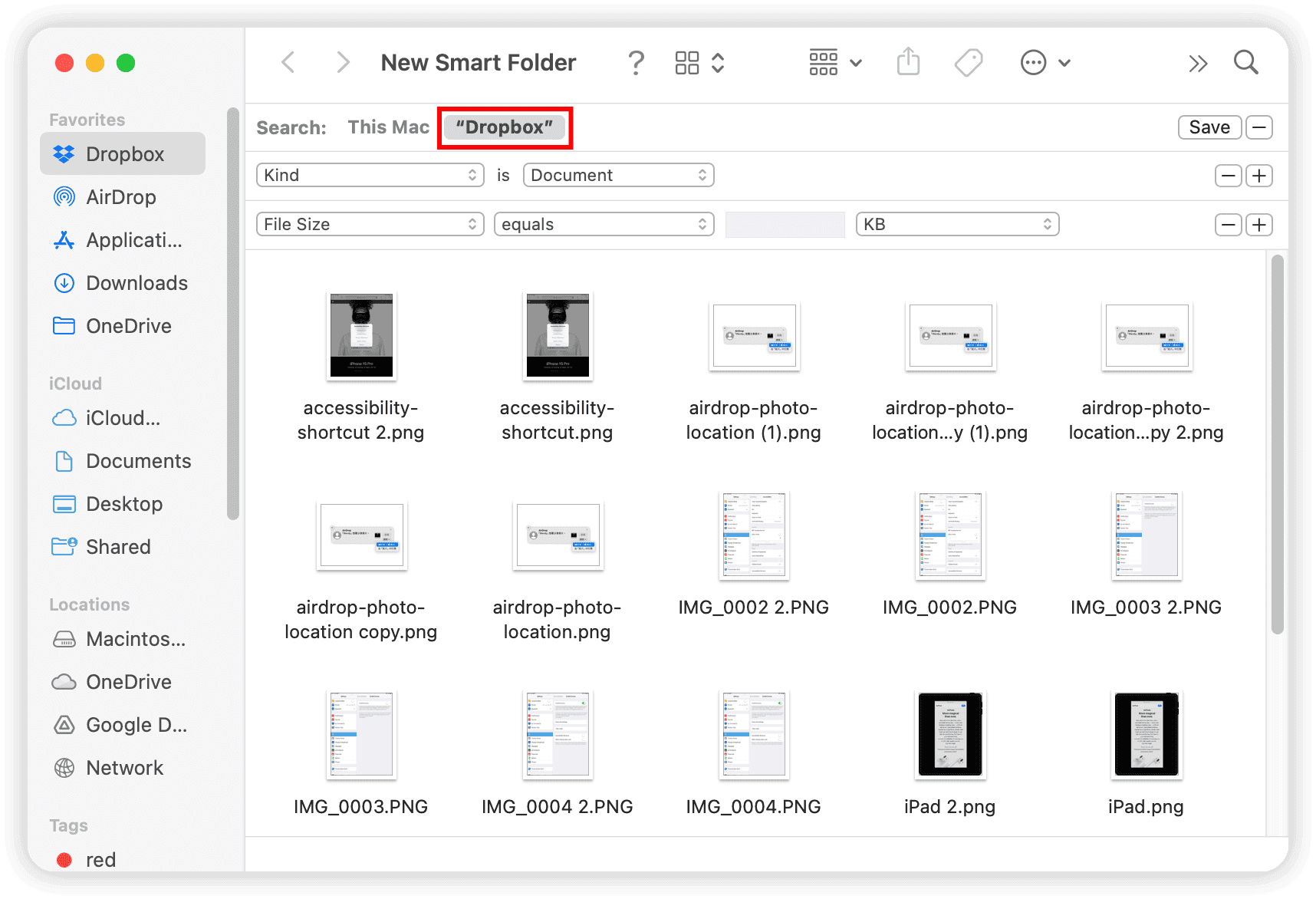 New smart folder duplicate files
