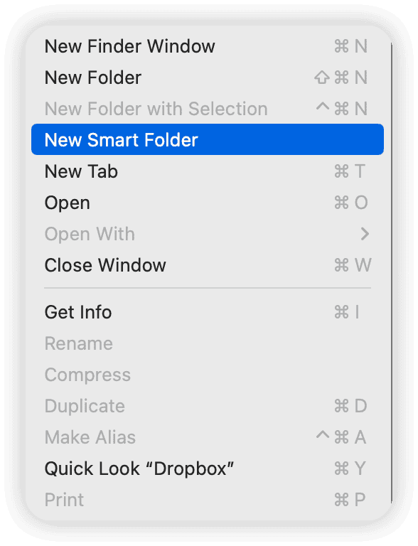 New smart folder in Finder