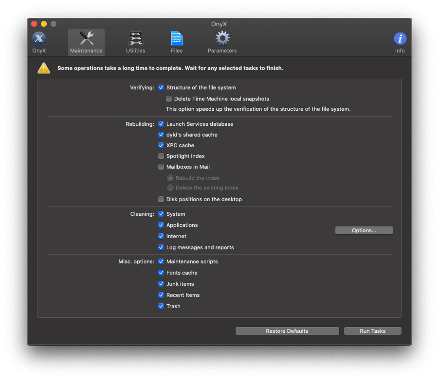 Best Mac Cleaners - OnyX Screenshot