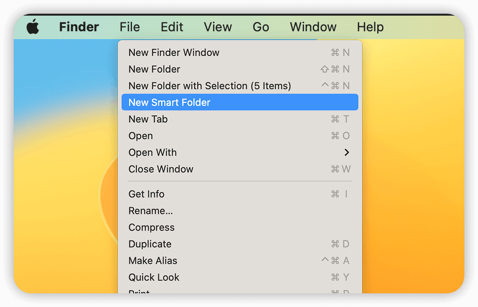 Open New Smart Folder on Mac