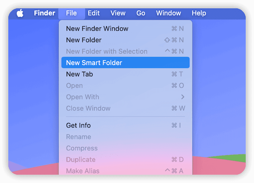 Open New Smart Folder in Finder