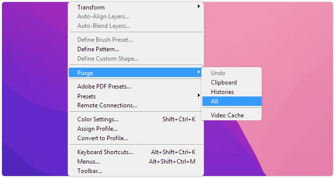 How to Purge Photoshop Cache on Mac