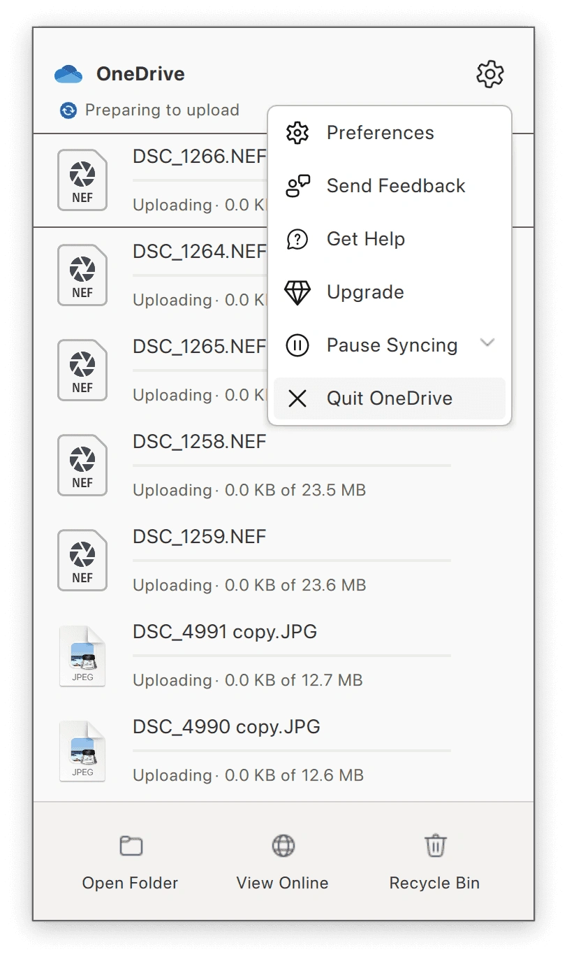 Quit OneDrive on Mac