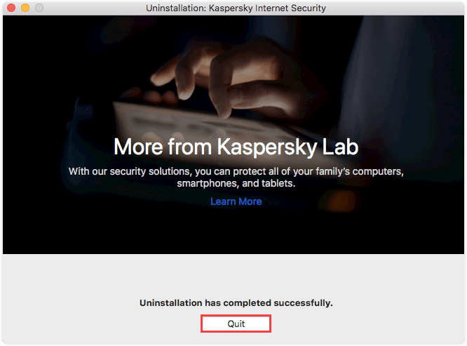 Kaspersky Uninstaller - Quit Uninstallation Process