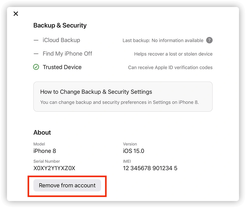 Remove Device from Apple ID Using Apple ID Account Page