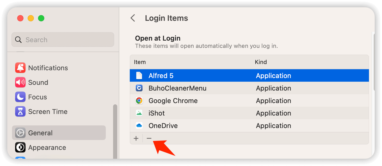 Remove Login Items on Mac Ventura