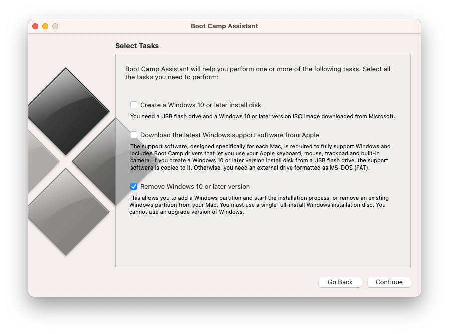 Remove Windows from Mac Using Boot Camp Assistant