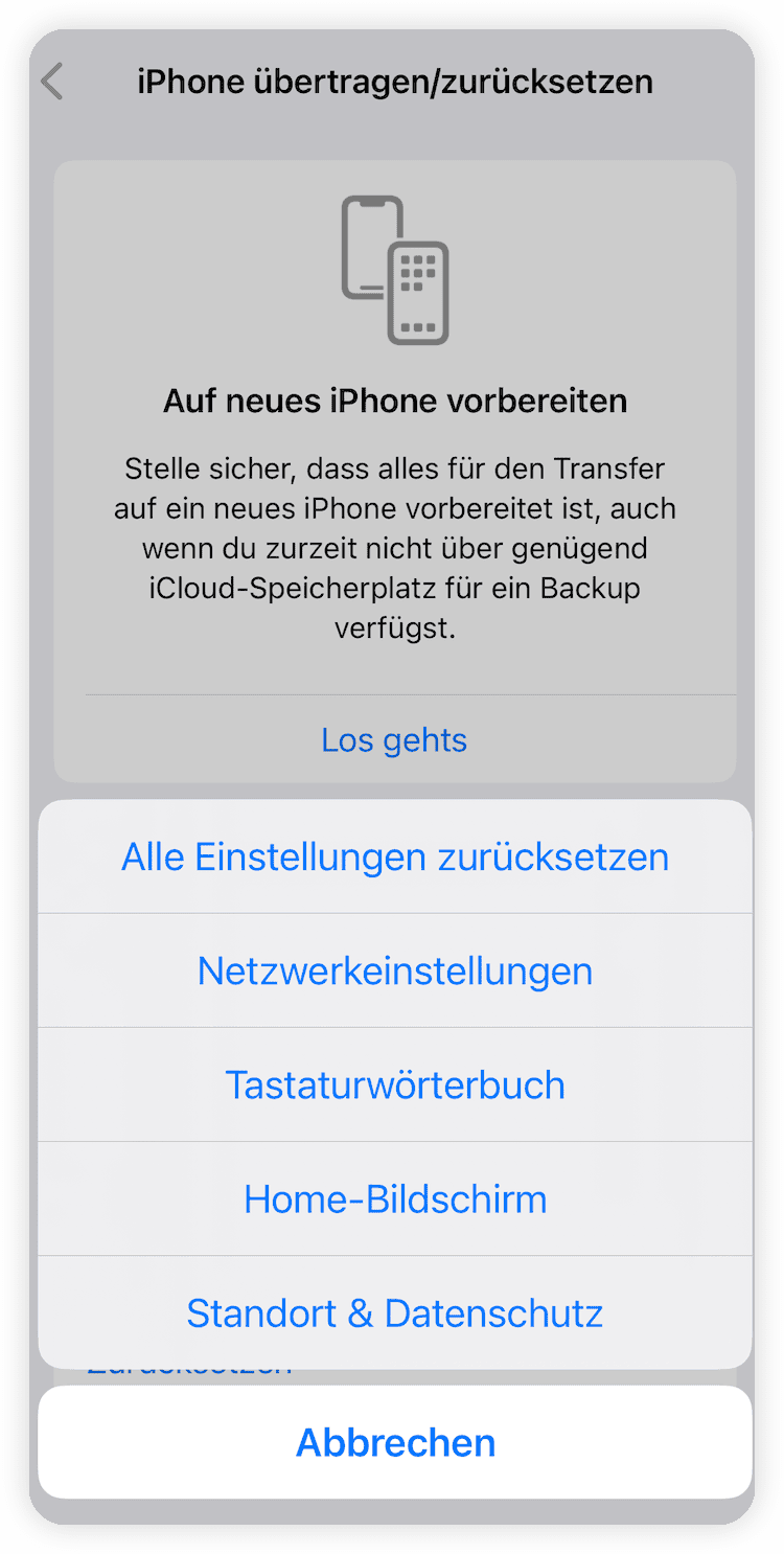 Alle Einstellungen auf iOS 17 zurücksetzen