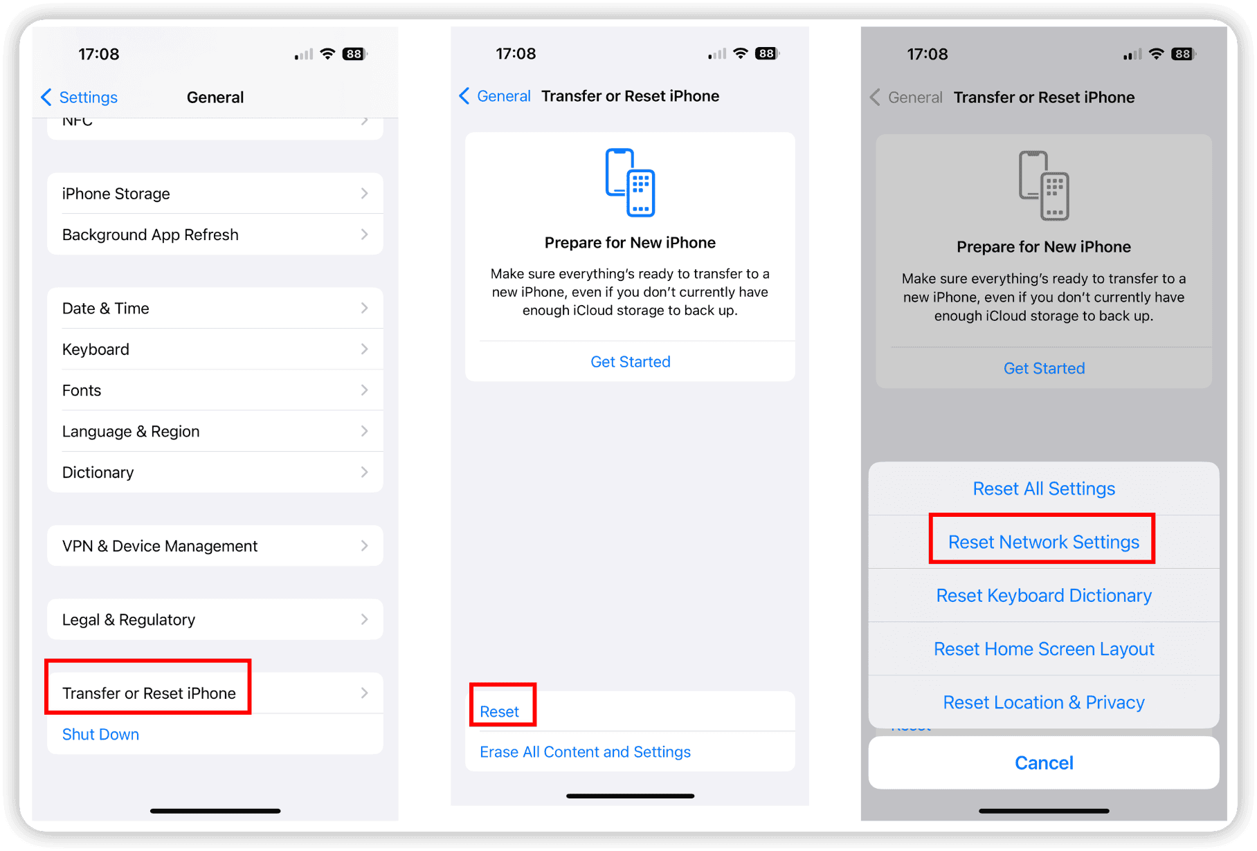 Reset Network Connections on iPhone