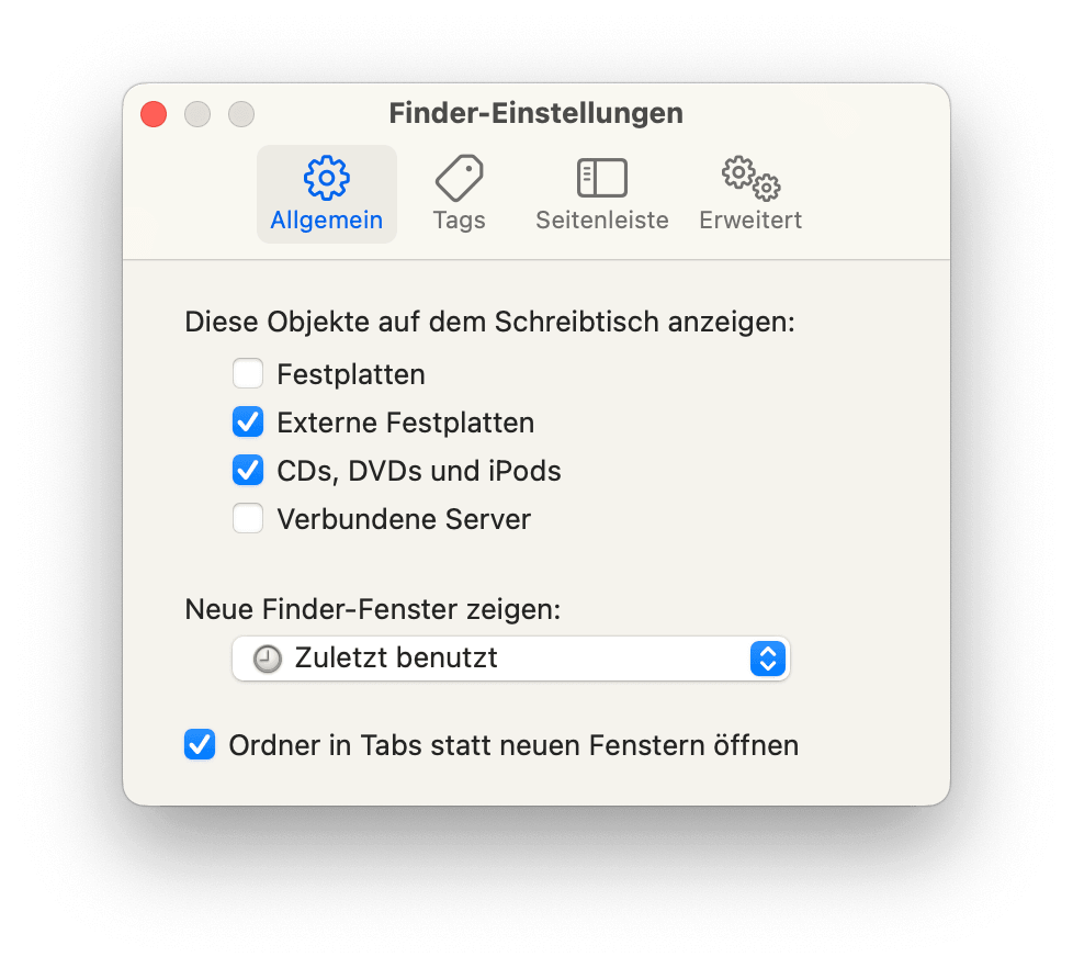 Set Finder to Show External Disk on Mac Desktop