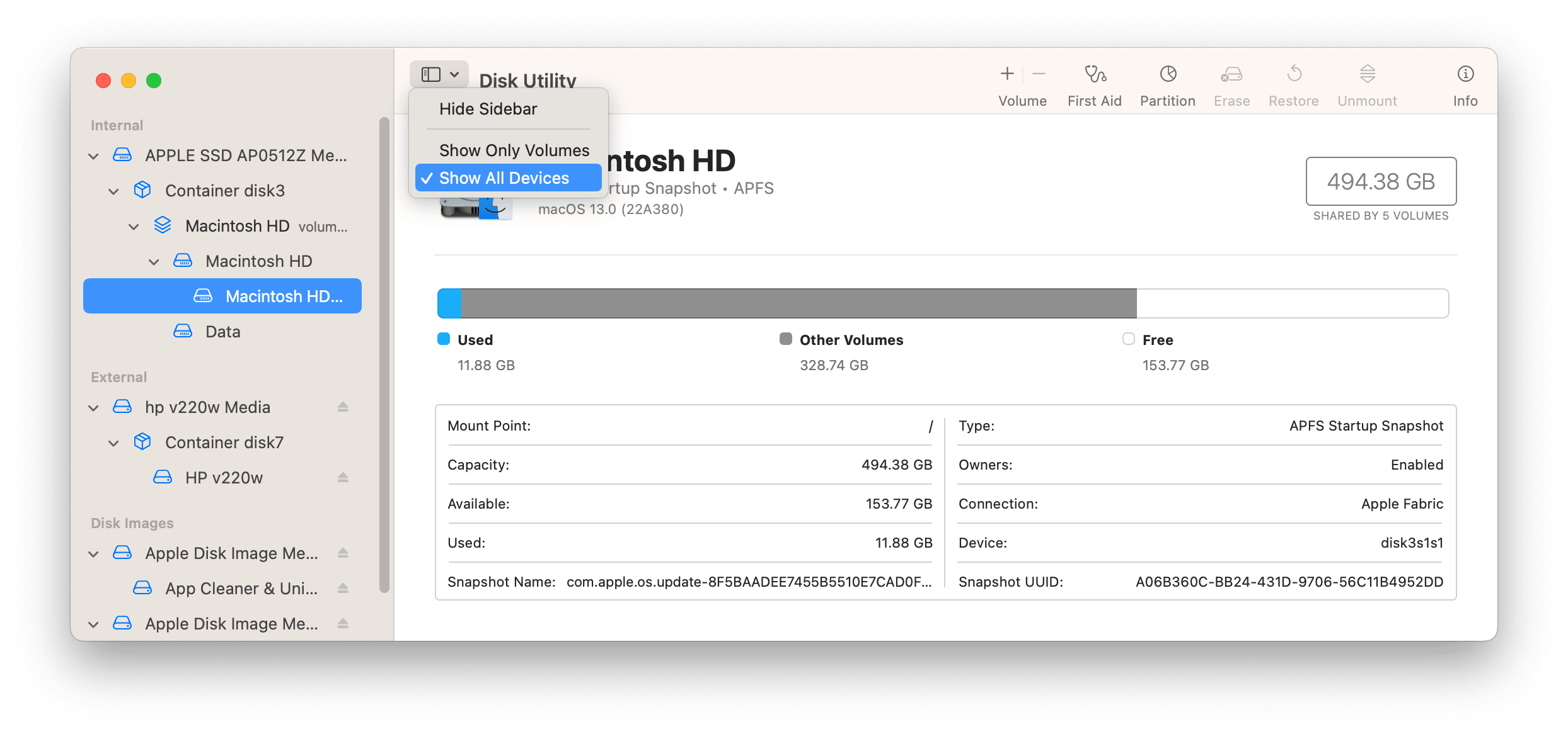 Show All Devices in Disk Utility on Mac