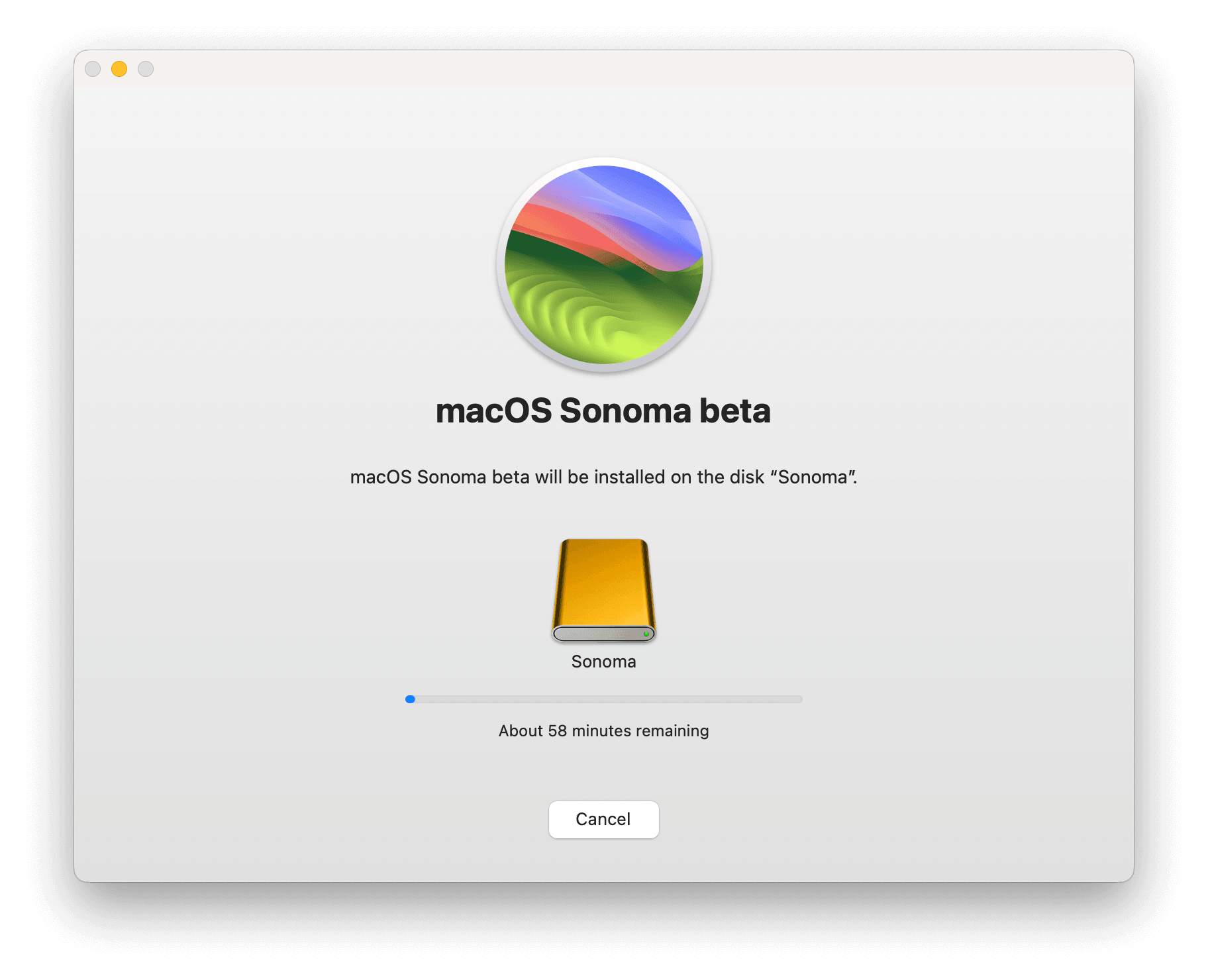 Start Installing macOS Sonoma