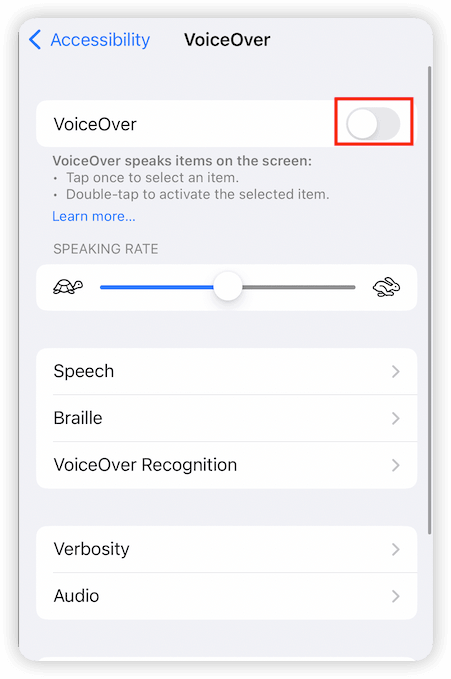 Turn Off VoiceOver