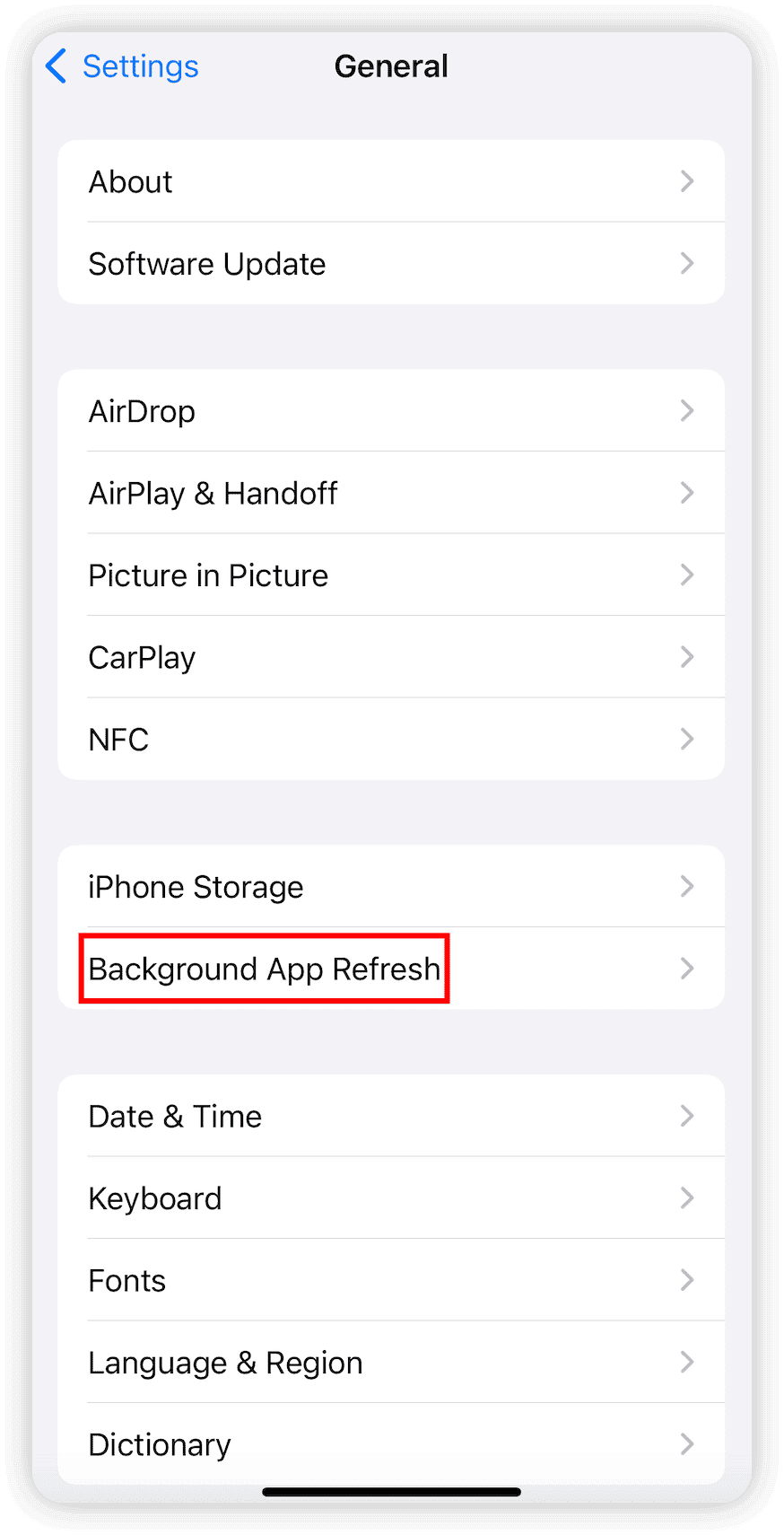 Turn on Background App Refresh
