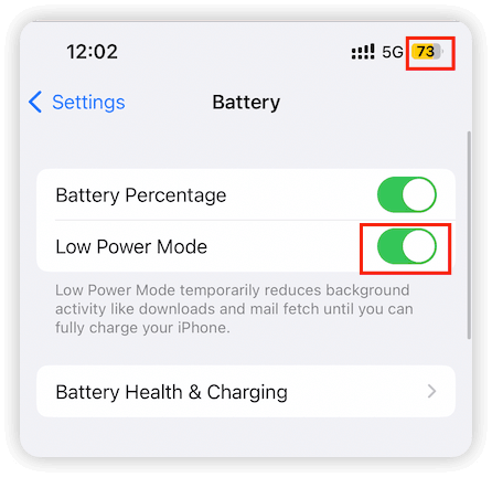 Turn on Low Power Mode