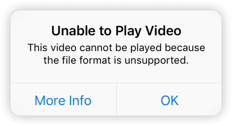 Unable to play video popup