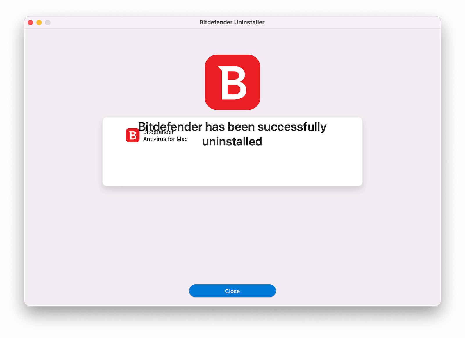 Bitdefender 删除完成