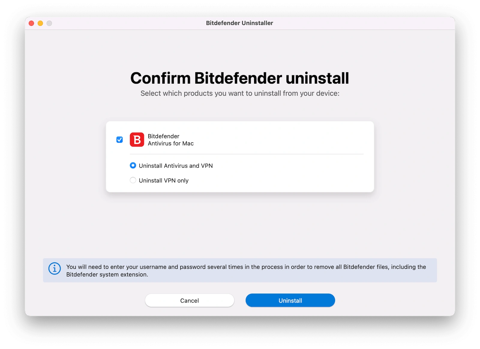Uninstall Bitdefender on Mac with Bitdefender Uninstaller
