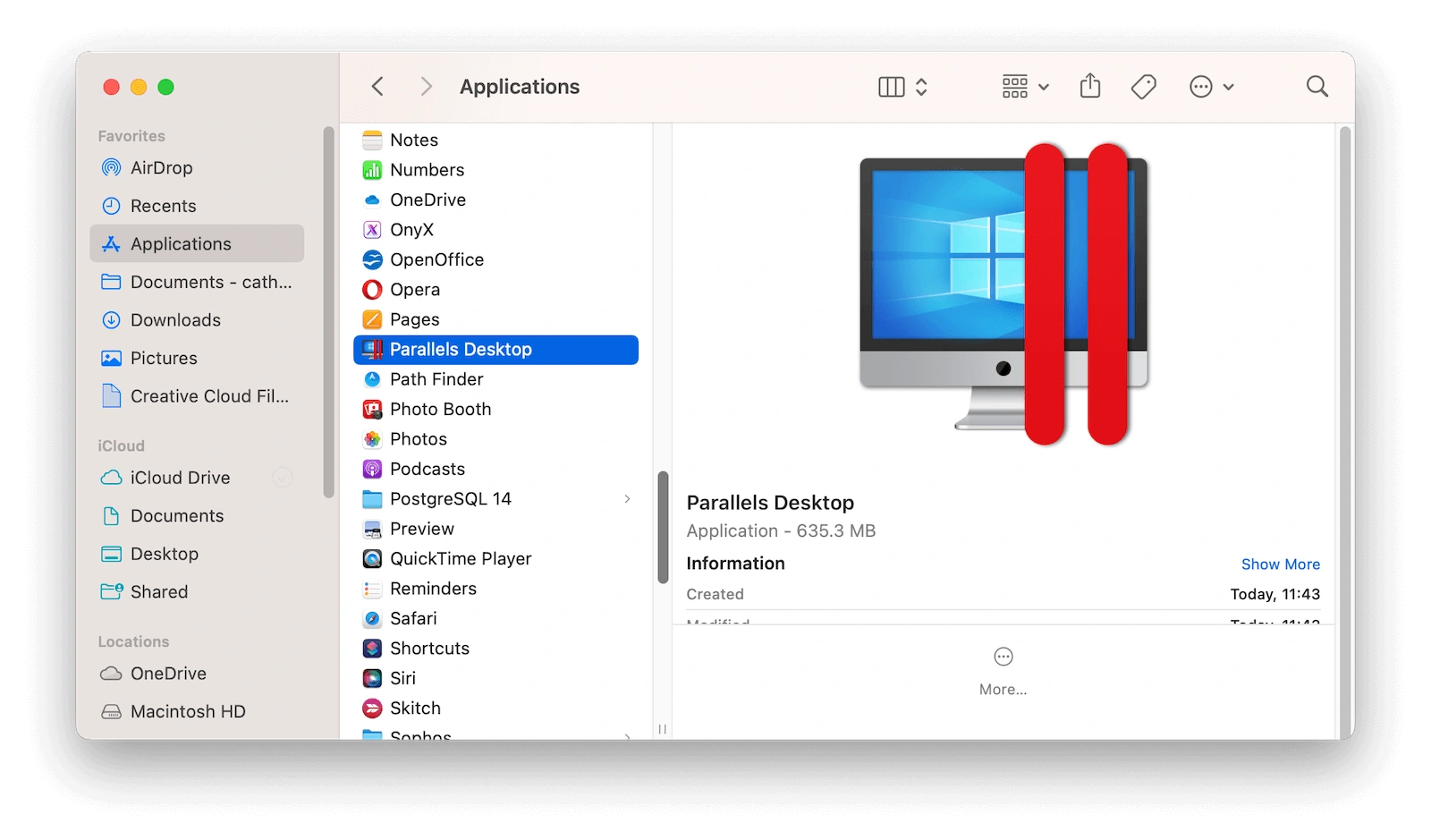 Uninstall Parallels Desktop on Mac with Finder