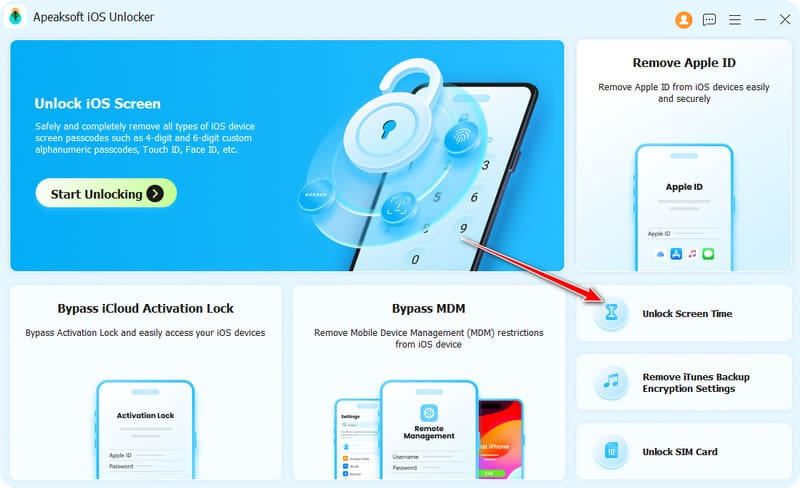 Apeaksoft iOS Unlocker - Remove Screen Time Passcode
