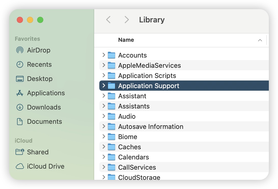 Application Support folder on Mac