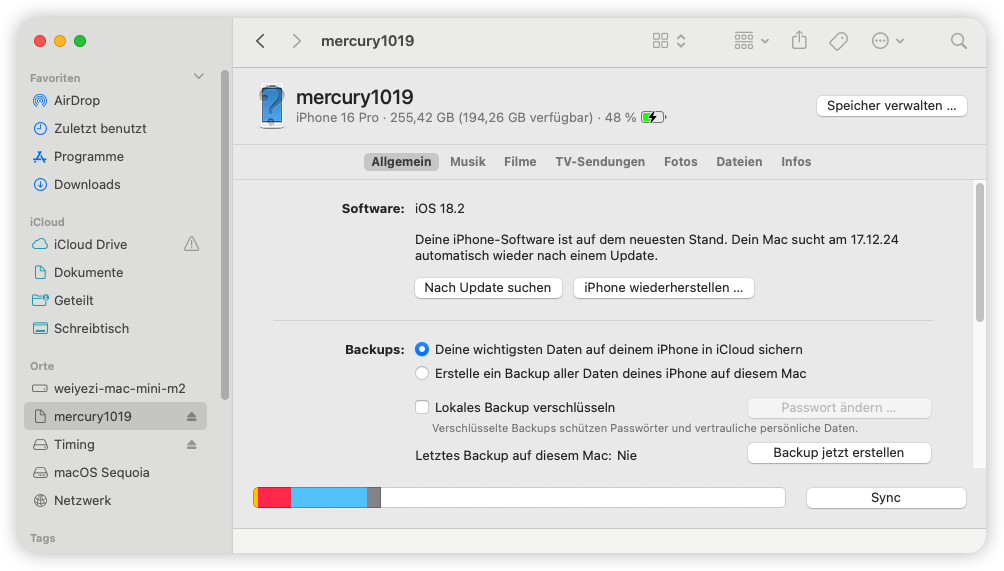 Auf meinem iPhone 16 iOS 26 downgraden